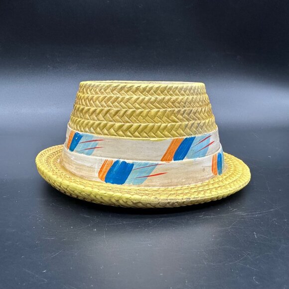 Vintage Hat Planter Inarco Japan Yellow Feather Mid Century Kitsch Decor Ceramic - Picture 4 of 14